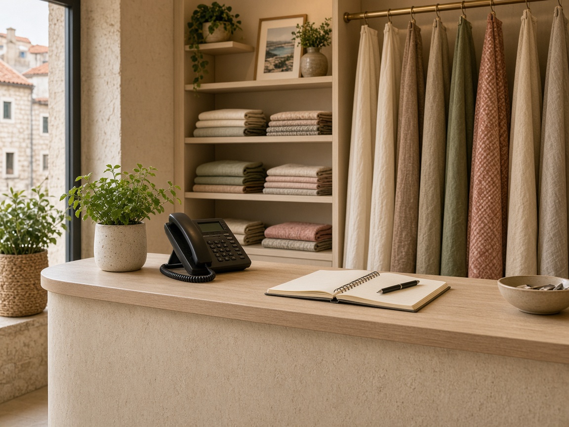 Contact desk at Vivid Valley Textiles in Split